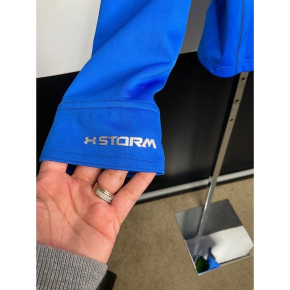 UNDER Armour Men's Blue Pullover 1/4 Zip Size SM/P Electric Blue Green - Picture 6 of 8